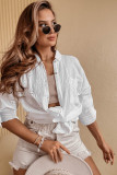 White Broidered Anglaise Crinkle Loose Shirt