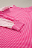 Bonbon Cable Knit Colorblock Exposed Seam Sweatshirt