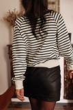 Black Stripe CIAO AMORE Graphic Buttoned Pullover Sweatshirt