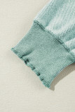 Mineral Blue Waffle Knit Patchwork Exposed Seam Raglan Sweatshirt