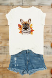 Cute French Bulldog on Autumn Print Graphic Top