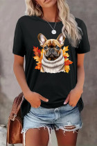 Cute French Bulldog on Autumn Print Graphic Top