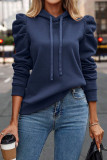Plain Hooded Drawstring Sweatshirt 