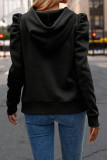 Plain Hooded Drawstring Sweatshirt 