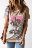 Khaki Western Cowboy TAKE ME AWYA Bleached Graphic T Shirt