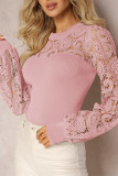 Lace Crochet Puff Sleeves Top 