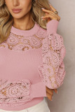 Lace Crochet Puff Sleeves Top 