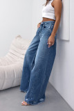 High Waist Ripped Denim Jeans 