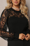 Lace Crochet Puff Sleeves Top 