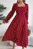 Polka Dot Square Neck Dress 