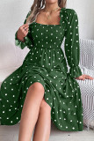 Polka Dot Square Neck Dress 