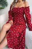 Polka Dot Square Neck Dress 