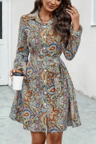 Boho Paisley Printed Shirt Dress 