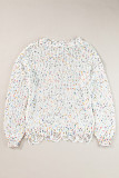 White Colorful Popcorn Knit Distressed Tunic Sweater