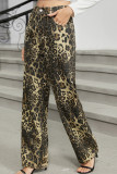 Leopard Print Denim Straight Jeans 