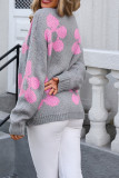 Flower Pattern Front Open Cardigan 