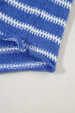 Sky Blue Stripe Drop Shoulder Casual Sweater