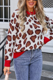 Leopard Splicing Knitting Sweater 