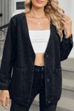 Plain Washed Denim Front Open Jacket 