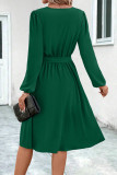 Puff Sleeves Tie Waist Midi Dress 