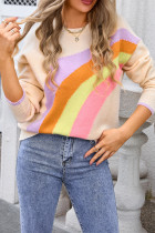 Rainbow Colorblock Knitting Sweater 