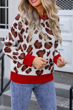 Leopard Splicing Knitting Sweater 