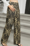 Leopard Print Denim Straight Jeans 