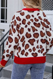 Leopard Splicing Knitting Sweater 