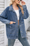 Plain Washed Denim Front Open Jacket