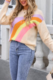 Rainbow Colorblock Knitting Sweater 