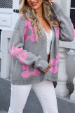 Flower Pattern Front Open Cardigan 