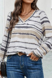 V Neck Printed Long Sleeves Top 