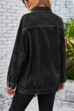 Plain Washed Denim Front Open Jacket