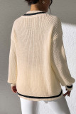 Rhinestone V Neck Knitting Sweater 