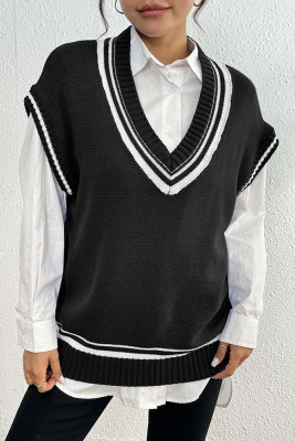 V Neck Knitting Vest Sweater 