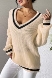 V Neck Knitting Pullover Sweater 