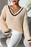 Rhinestone V Neck Knitting Sweater 