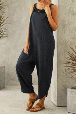 Plain One Piece Overall Jumpsuit