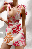 Tie Knot Printed Mini Dress 