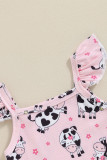 Girls Cow Print Ruffle 2PCS Set 