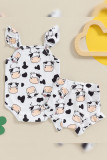 Girls Cow Print Ruffle 2PCS Set 