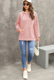 Light Pink Waffle Knit Fleece Lined High Low Oversized Hoodie