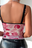 Printed Lace Pink Corset Top 