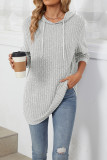 Ribbed Knitting Drawstring Hoodie 