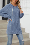 Ribbed Knitting Drawstring Hoodie 