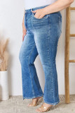 Blue Plus Size Exposed Seam High Waist Flare Jeans