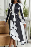 Abstract Printing Colorblock Dress