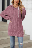 Ribbed Knitting Drawstring Hoodie 