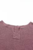 purple Waffle Knit Loose Long Sleeve Top