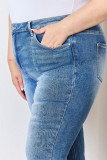 Blue Plus Size Exposed Seam High Waist Flare Jeans